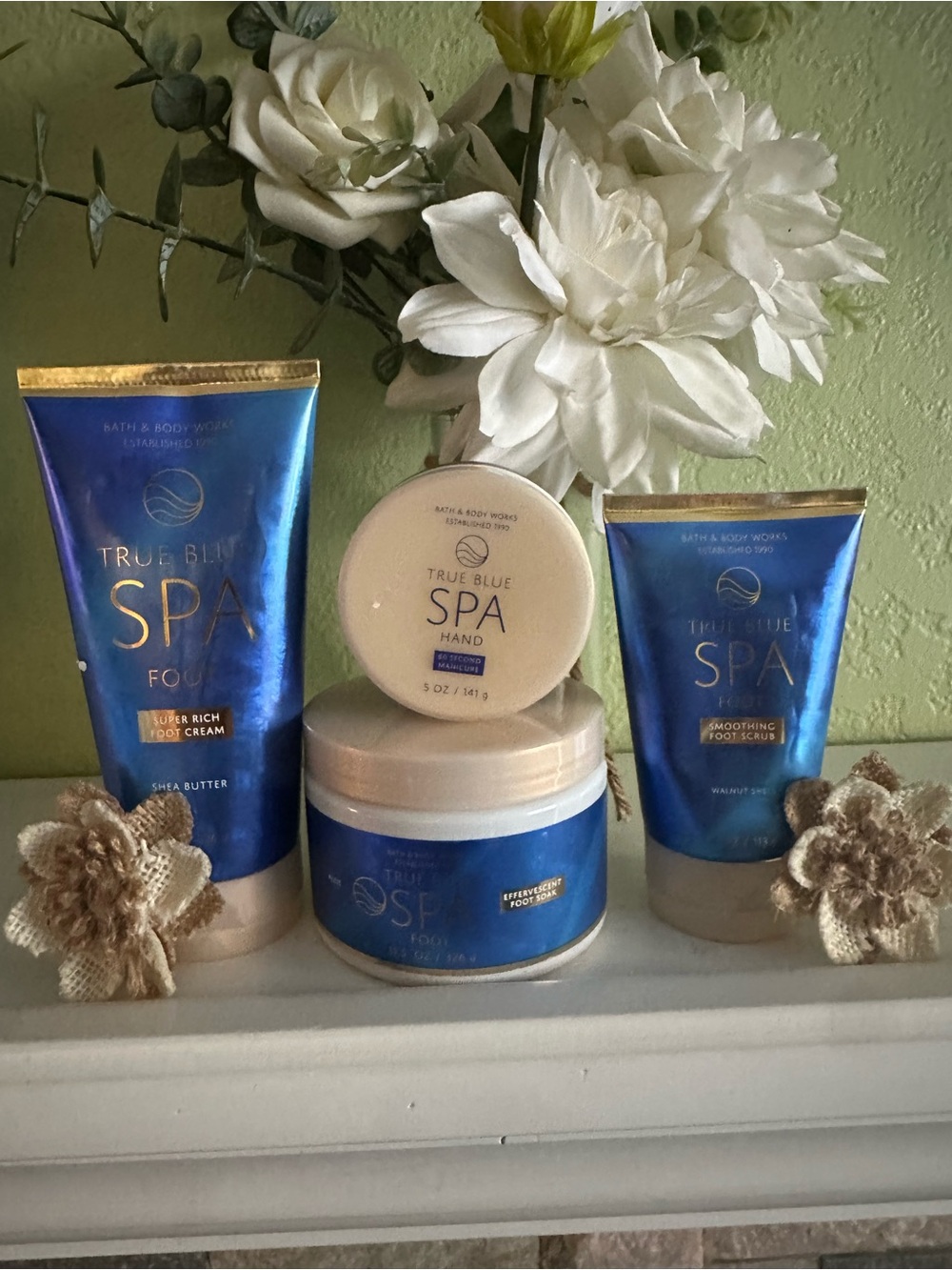 Bath & Body Works True Blue Spa Blue Hand & Foot Care Set (4) Pc